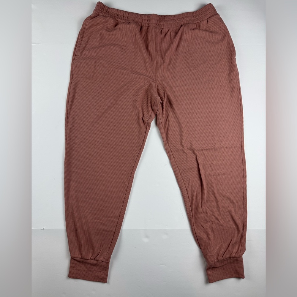 Athleta Plus Pink Wind Down Sleep Waffle knit loungewear joggers size large